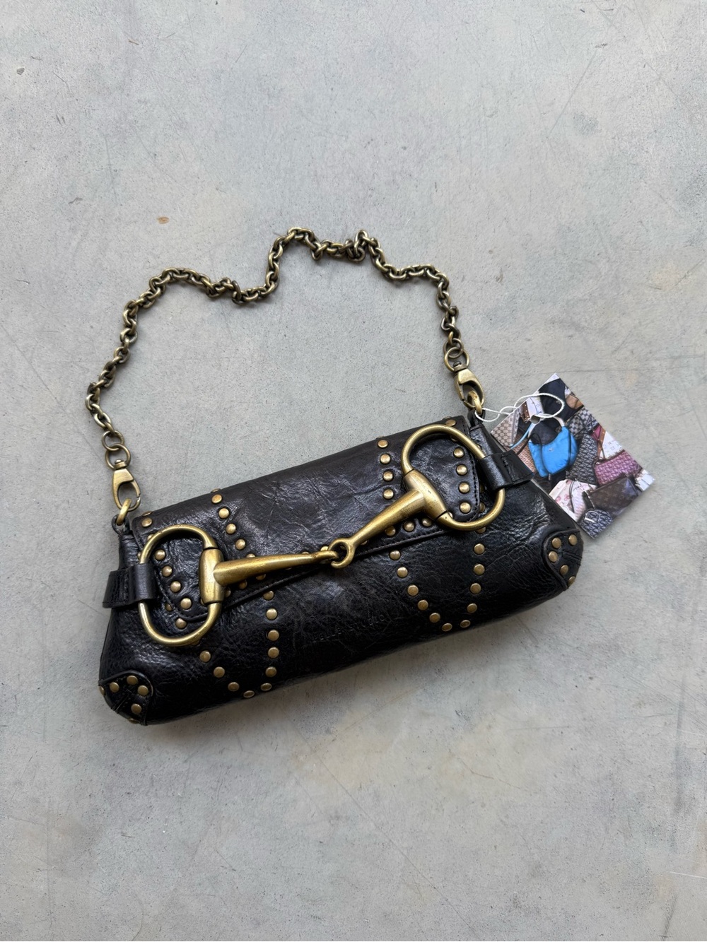 vintage pelle studio horsebit mini bag